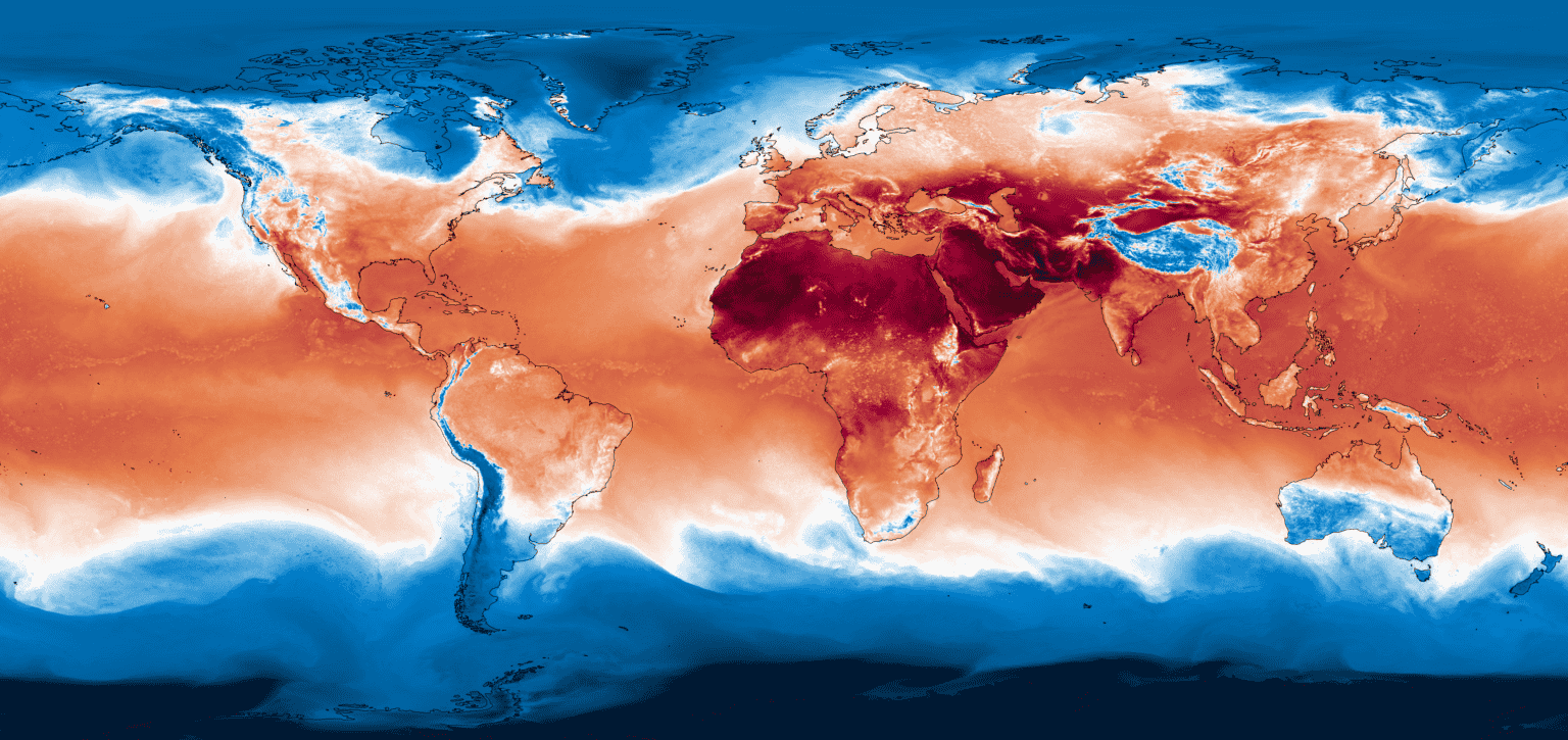 Projection of surface temperate from DestinE